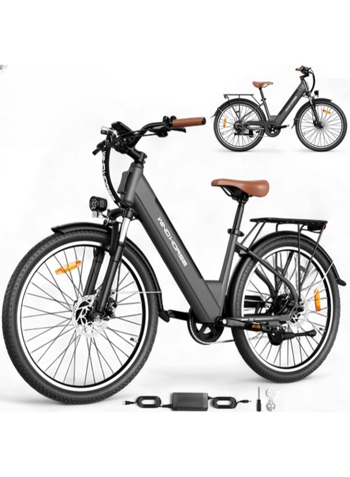 Windhorse F2 Electric Bike for Adults 350W Motor, 36V 13Ah Removable Battery, 40–80KM Range, 32KM/H Max Speed, Carbon Alloy Frame, 26" Tires, Shimano 7-Speed, Dual Disc Brakes, 3 Riding Modes - Image 1